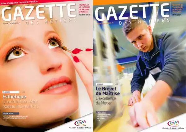 Couvertures de la Gazette des Métiers de la Chambre des Métiers d'Alsace