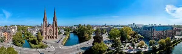 Prise de vue d'urbanisme réalisée par drone du quartier du Palais Universitaire de Strasbourg
