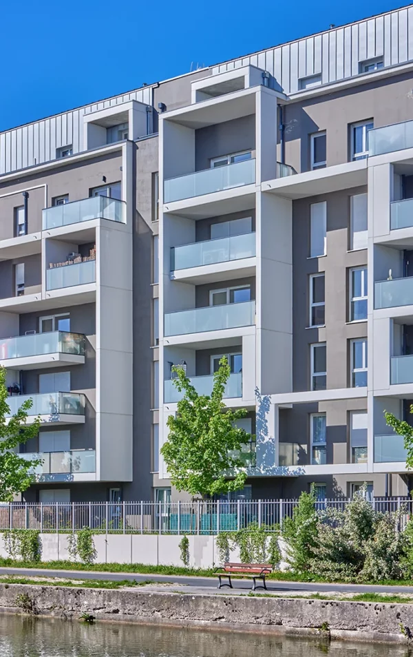 Détail de la façade de la résidence Rivages de Bouygues Immobilier à Nancy