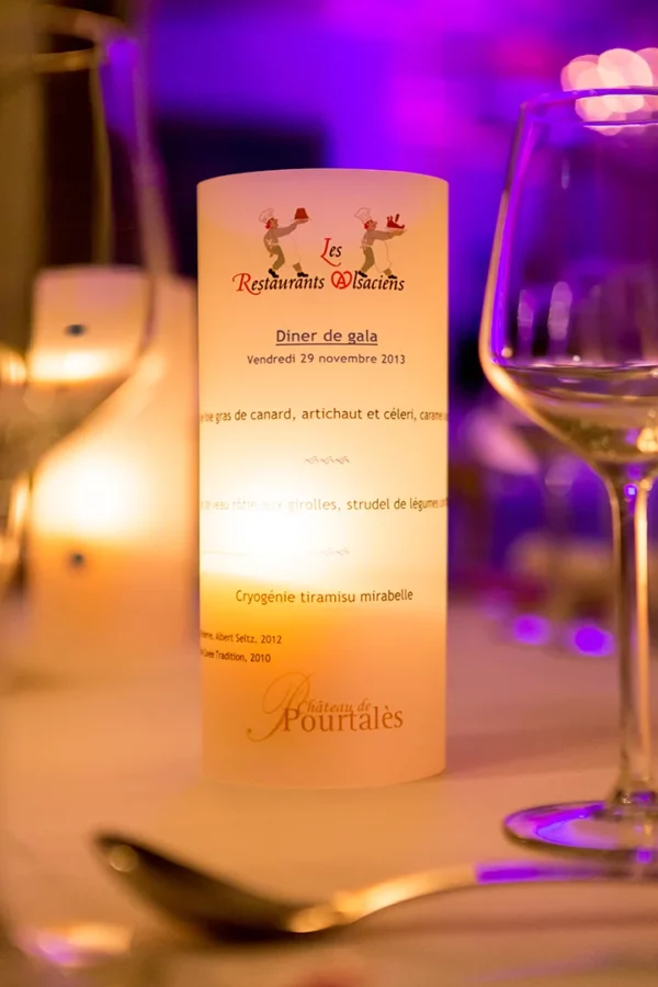 Table de réception lors d'un gala au Château de Pourtalès à Strasbourg