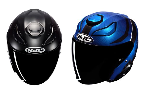 Packshots studio de casques de moto HJC réalisés sur fond blanc par VISUAL EXPAND à Strasbourg.